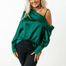 Date Night Ready Satin Top In Hunter Green Image - 1