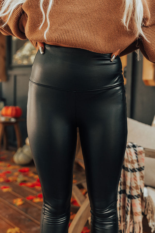 Changing Seasons Faux Leather High Waist Legging In Black