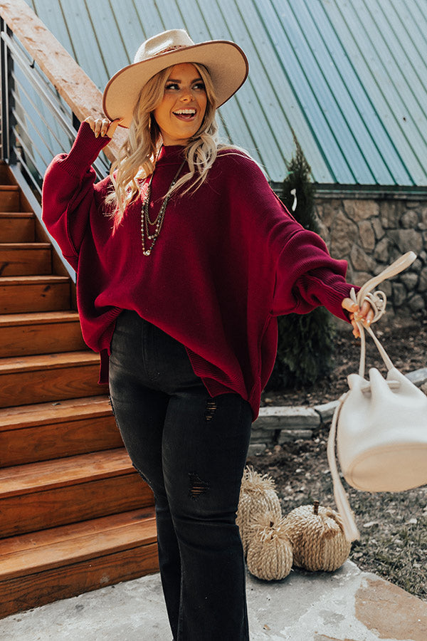 Full Of Warmth Tunic Sweater In Wine Curves Image - 5