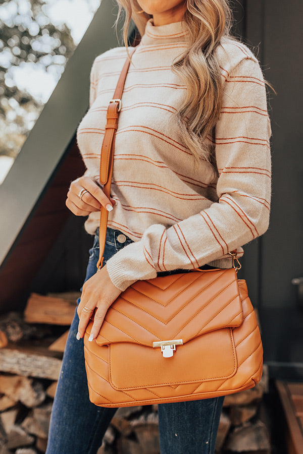 Locking Eyes Quilted Faux Leather Purse In Pumpkin Image - 1