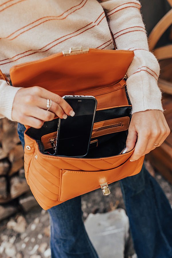Locking Eyes Quilted Faux Leather Purse In Pumpkin Image - 2