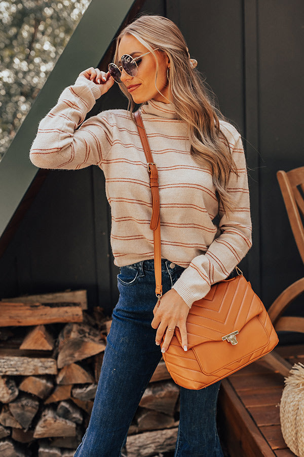 Locking Eyes Quilted Faux Leather Purse In Pumpkin Image - 3