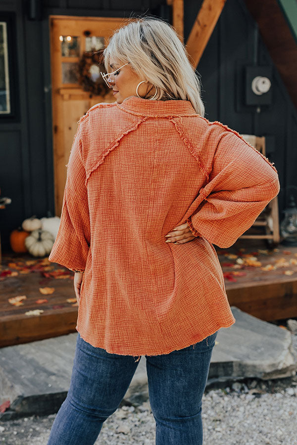 Autumn Brunch Button Up In Pumpkin Curves Image - 4