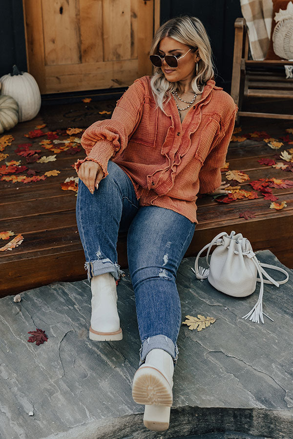 Autumn Brunch Button Up In Pumpkin Curves Image - 5