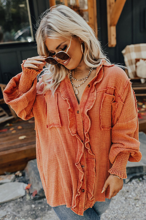 Autumn Brunch Button Up In Pumpkin Curves Image - 2