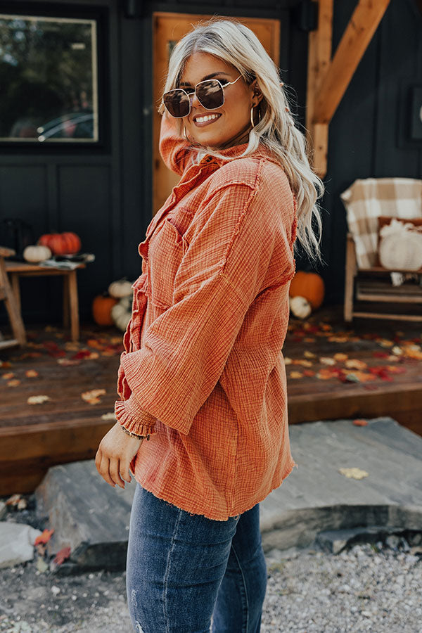 Autumn Brunch Button Up In Pumpkin Curves Image - 3
