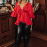 Sweet Sense Babydoll Top In Red Curves Image - 1