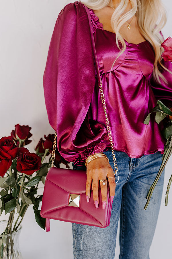 Ready To Romance Faux Leather Clutch In Berry