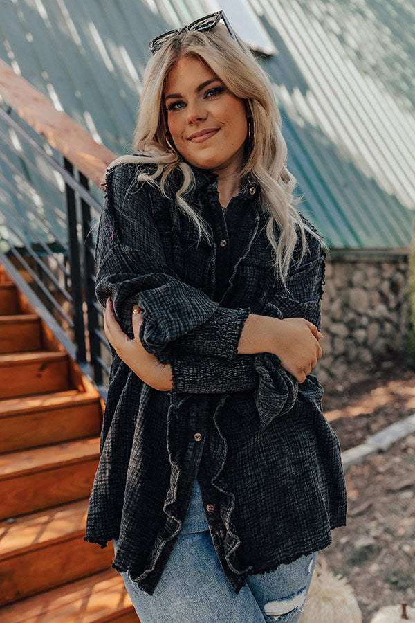 Autumn Brunch Button Up In Vintage Black Curves Image - 5