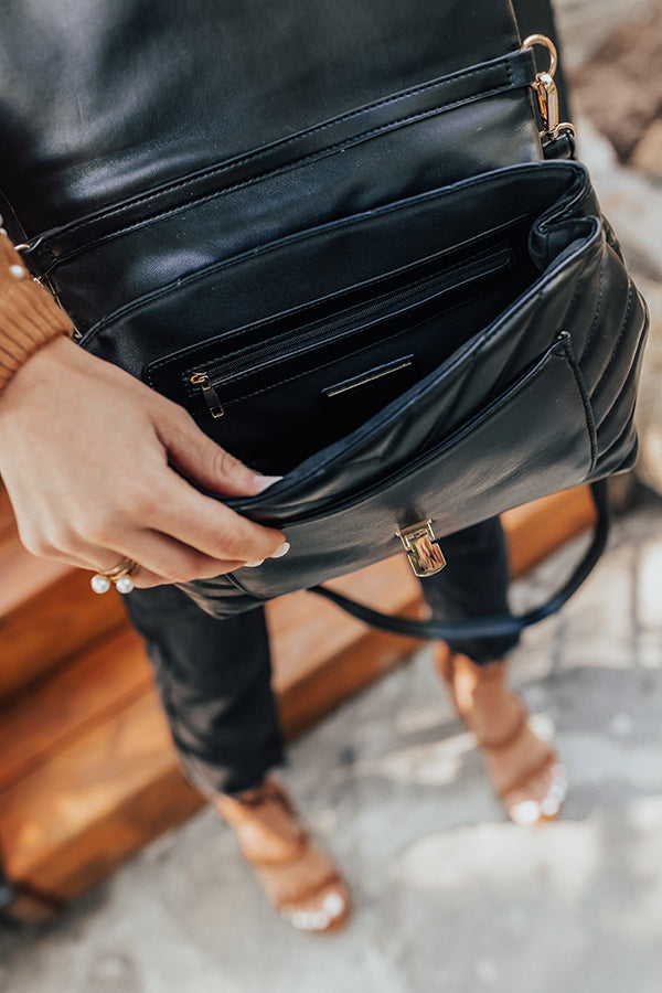 Designer Strap Quilted Crossbody Faux Leather Bag *Final Sale* Black