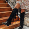 The Doss Knee High Fringe Boot In Black Image - 1