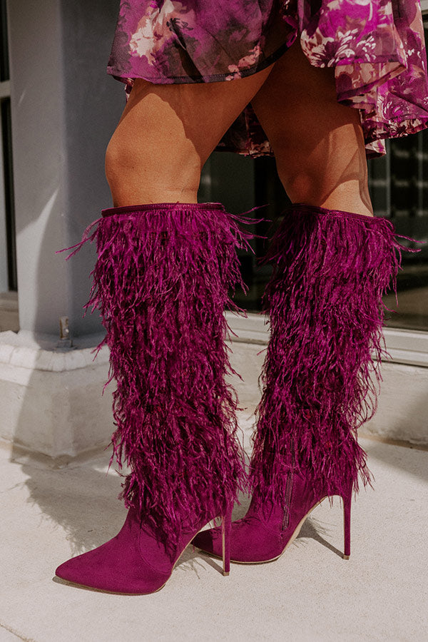 The Leonie Feather Knee High Boot In Orchid