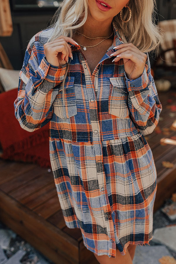 Cold Brew Babe Flannel Babydoll Dress Image - 4