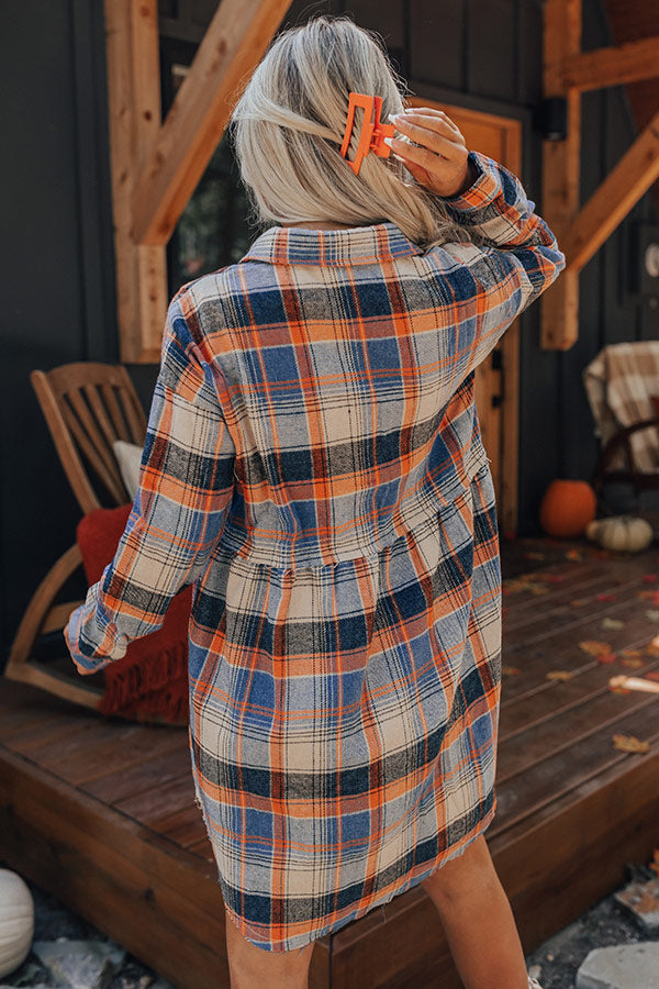 Cold Brew Babe Flannel Babydoll Dress Image - 5