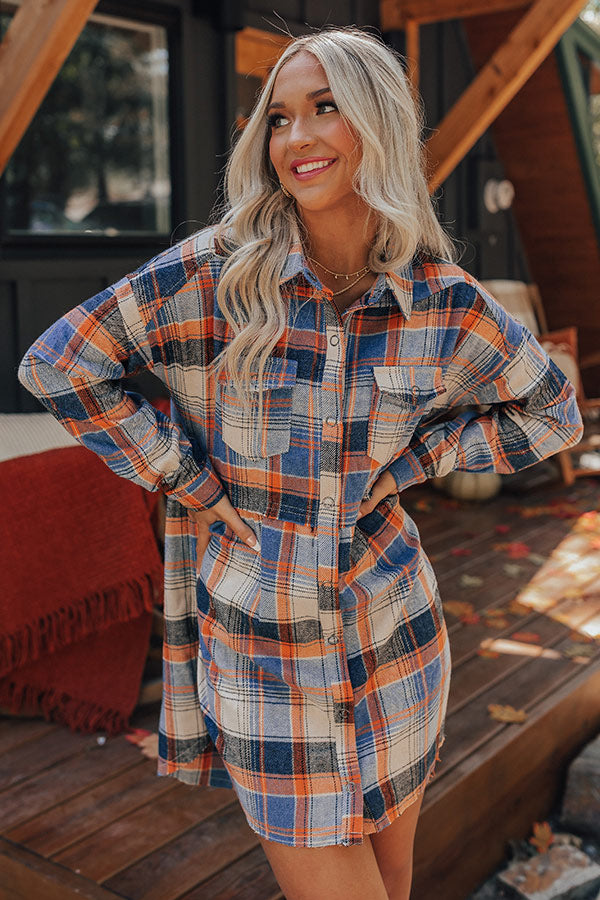 Cold Brew Babe Flannel Babydoll Dress Image - 1