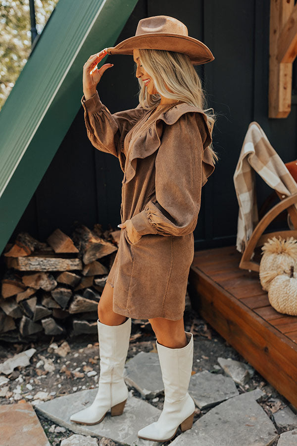 Boston Chill Corduroy Dress in Mocha Image - 3
