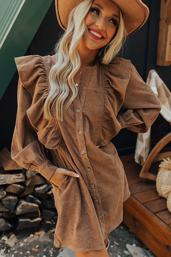 Boston Chill Corduroy Dress in Mocha Image - 5