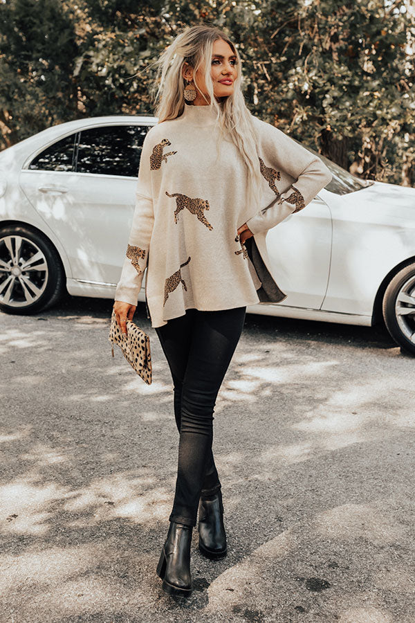 Cozy And Kind Cheetah Sweater in Birch • Impressions Online Boutique