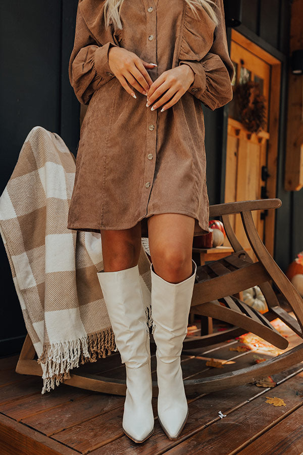 The Ulyssa Faux Leather Knee High Boot in White Image - 3