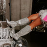 The Harris Faux Leather Cowboy Boot in Silver Image - 1