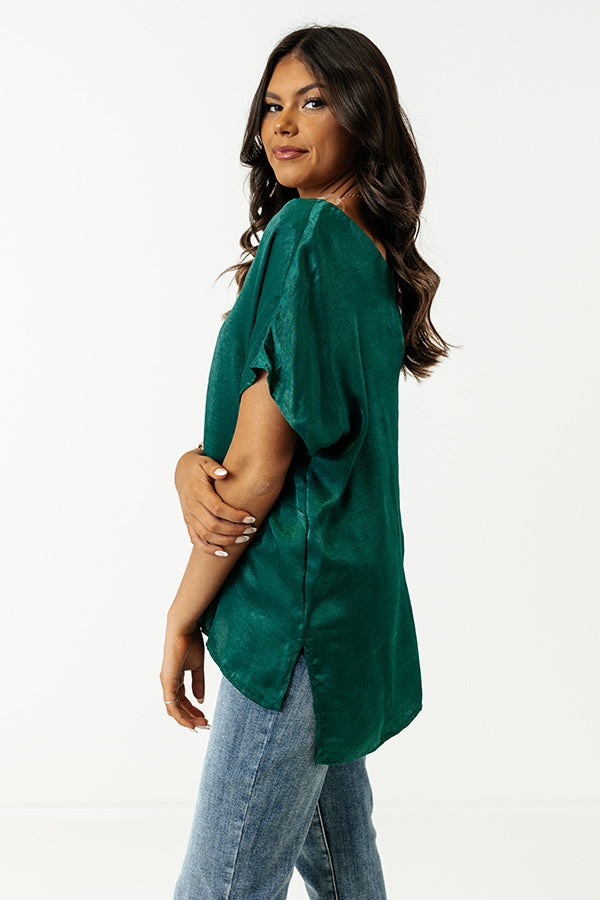 Luxe And Lovely Shift Top In Hunter Green Image - 3