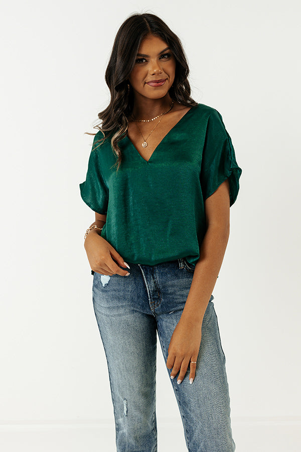 Luxe And Lovely Shift Top In Hunter Green Image - 1