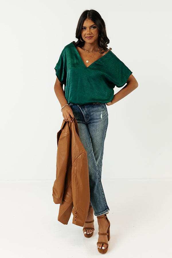 Luxe And Lovely Shift Top In Hunter Green Image - 2