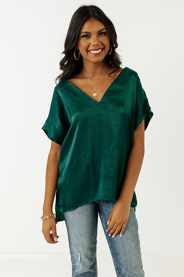 Luxe And Lovely Shift Top In Hunter Green Image - 5