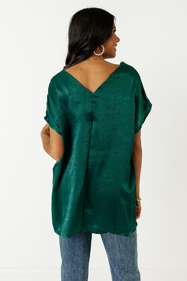 Luxe And Lovely Shift Top In Hunter Green Image - 4