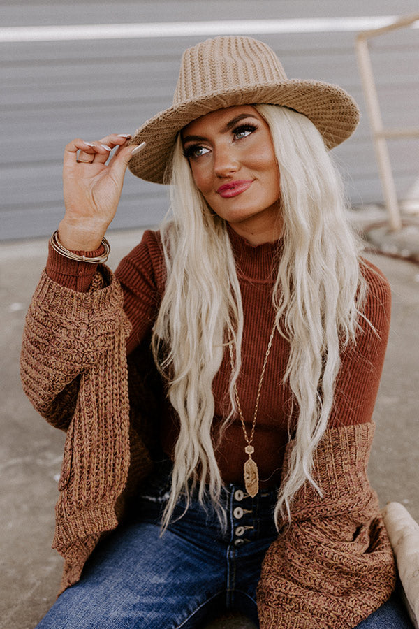 Autumn Sweetheart Knit Fedora In Khaki Image - 5