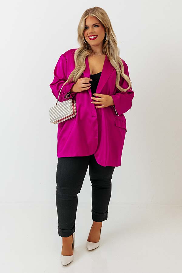 Take Over Satin Blazer Curves Image - 3