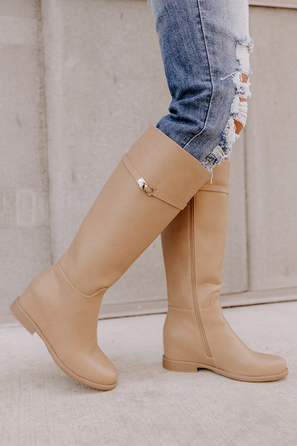 The Jake Faux Leather Knee High Boot In Iced Latte