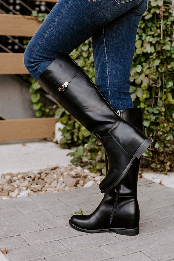 The Jake Faux Leather Knee High Boot In Black