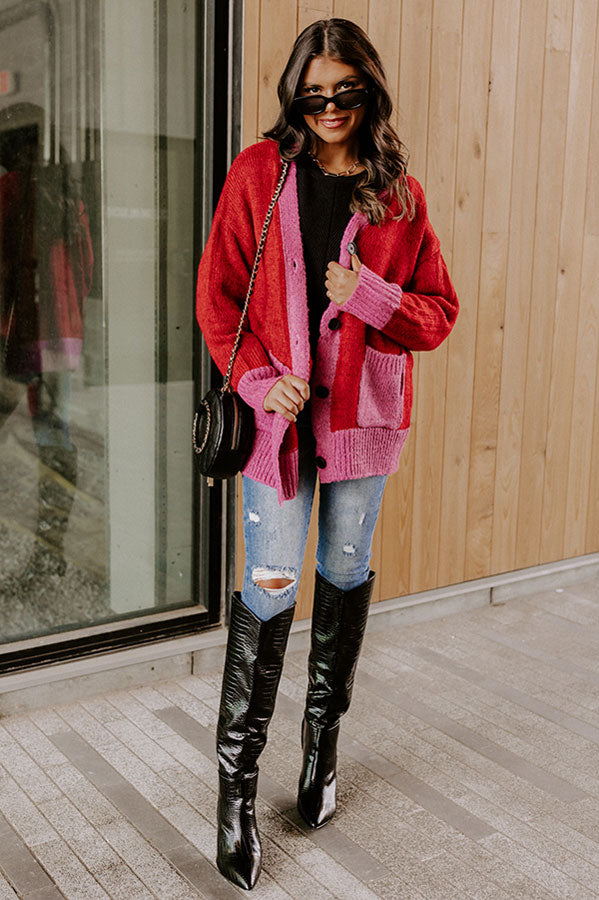 Staring At The Sunset Knit Cardigan In Red Image - 1