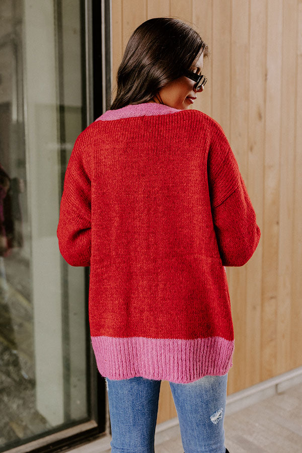 Staring At The Sunset Knit Cardigan In Red Image - 4