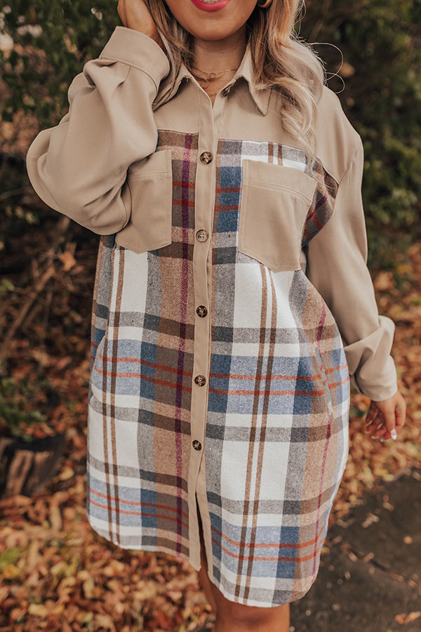 Fall Fields Plaid Tunic In Beige Curves Image - 5