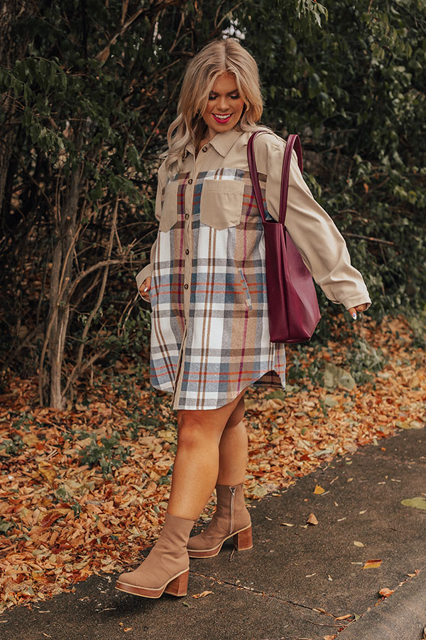 Fall Fields Plaid Tunic In Beige Curves Image - 4