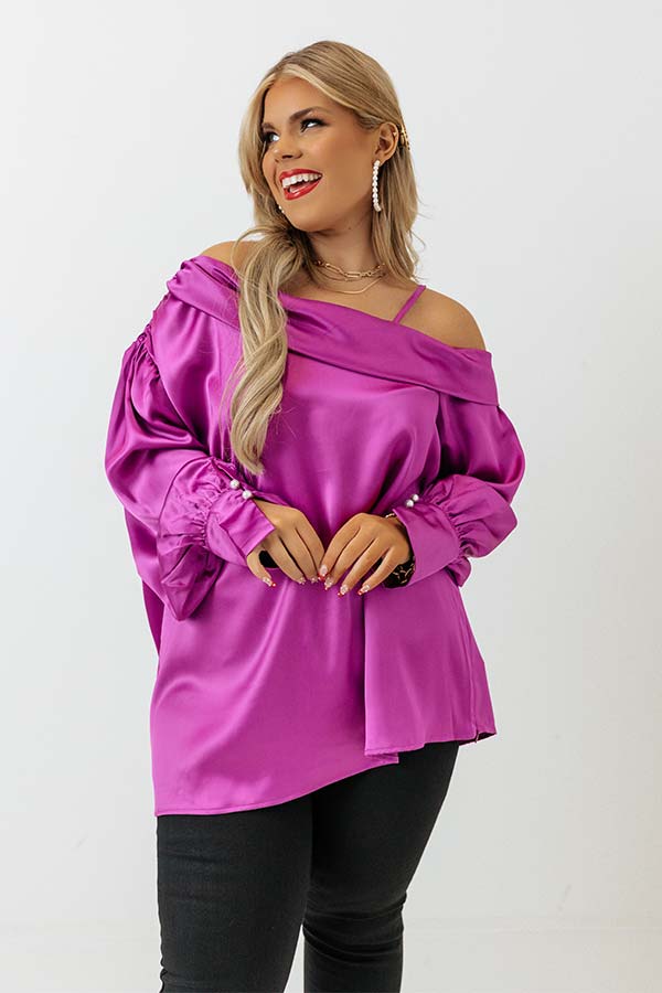 Date Night Ready Satin Top In Orchid Curves Image - 2