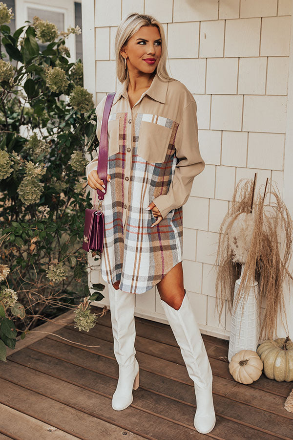 Fall Fields Plaid Tunic In Beige Image - 1