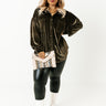 Seasonal Sweetness Velvet Button Up In Olive Curves Image - 1