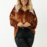 Seasonal Sweetness Velvet Button Up In Camel Curves Image - 1