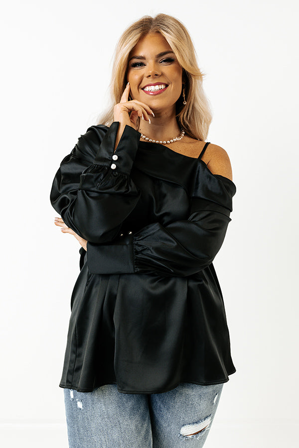Date Night Ready Satin Top In Black Curves Image - 5