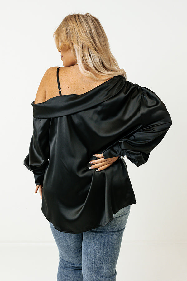 Date Night Ready Satin Top In Black Curves Image - 4