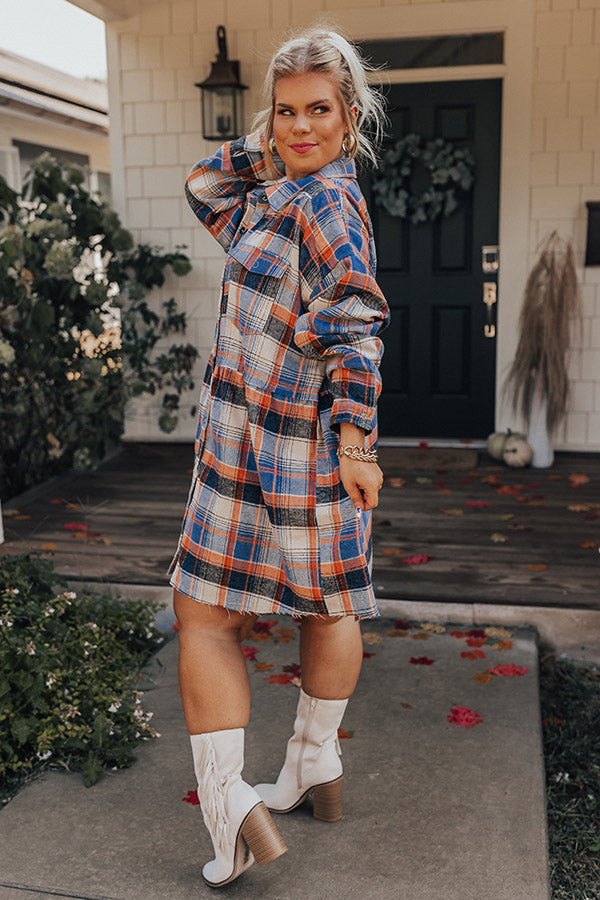 Cold Brew Babe Flannel Babydoll Dress Curves Image - 4