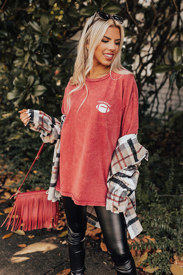 Touchdown Vintage Graphic Tee In Crimson Image - 1