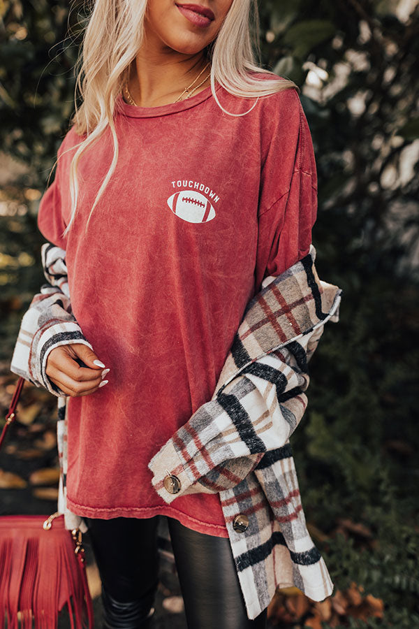 Touchdown Vintage Graphic Tee In Crimson Image - 1