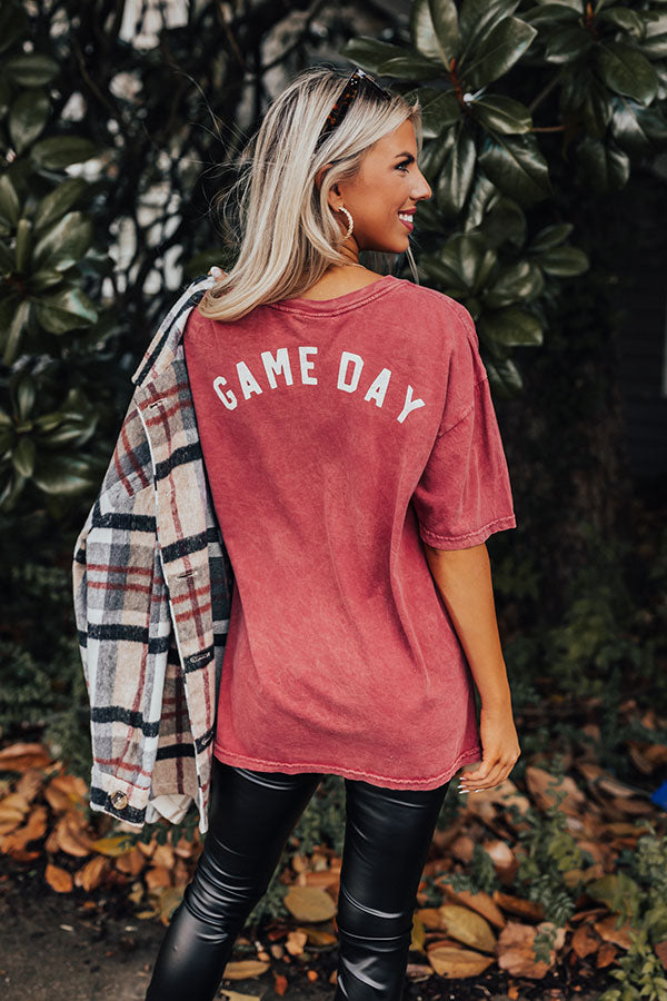 Touchdown Vintage Graphic Tee In Crimson Image - 1