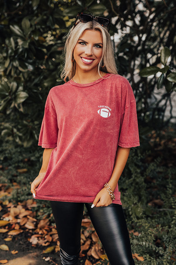 Touchdown Vintage Graphic Tee In Crimson Image - 1