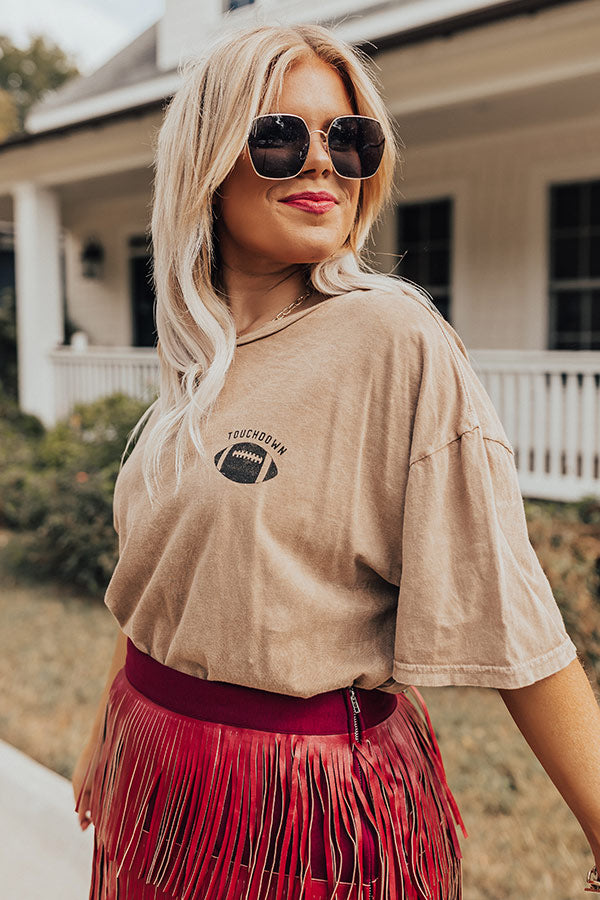 Touchdown Vintage Graphic Tee In Brown Curves Image - 1