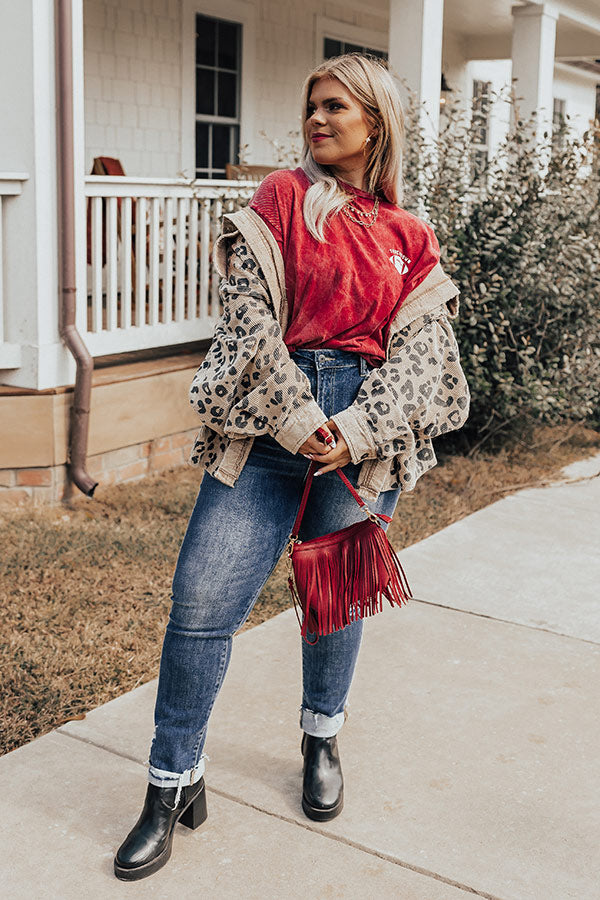 Touchdown Vintage Graphic Tee In Crimson Curves Image - 1